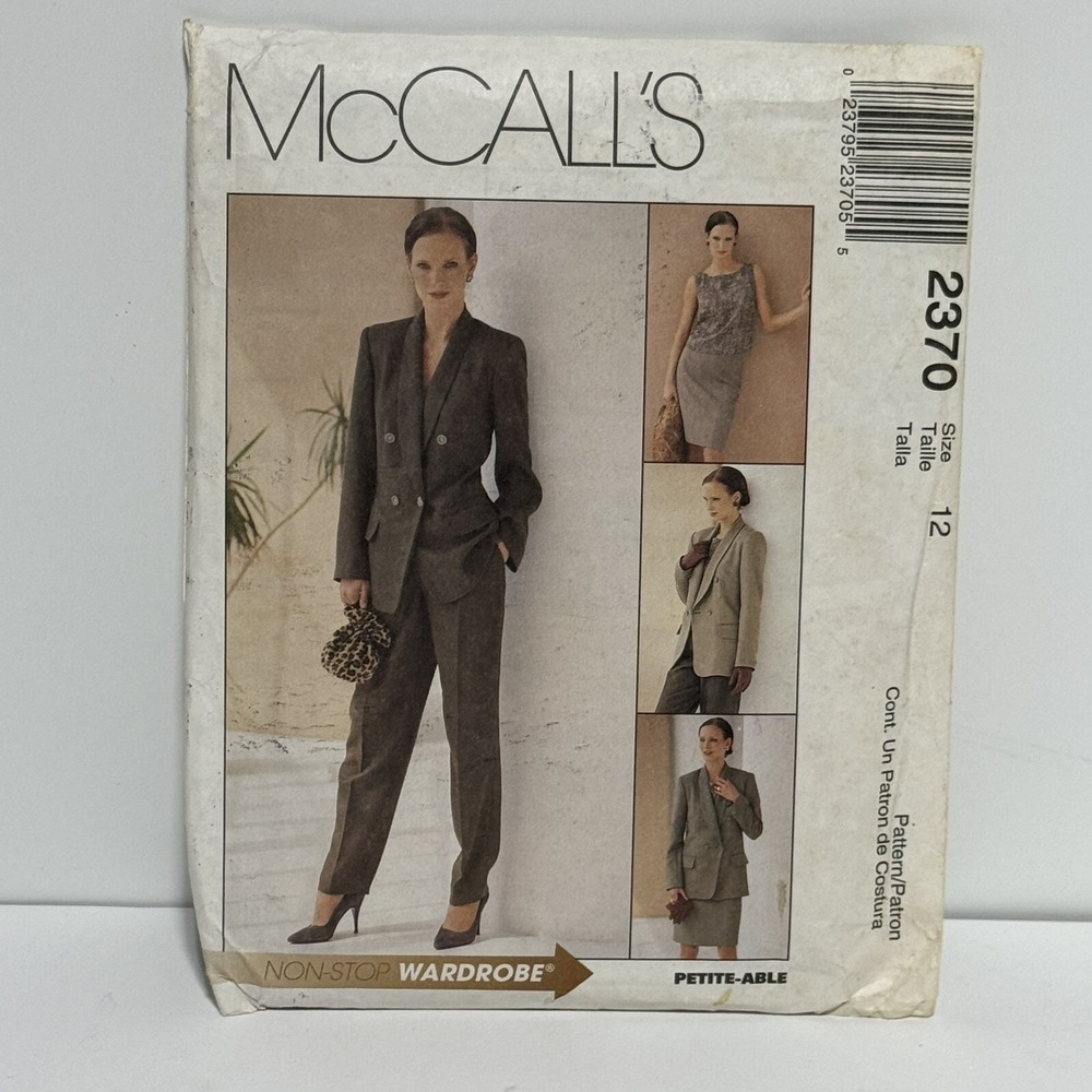 New Vintage 1999 McCall's 2370 Size 12 Misses' Sewing Pattern Uncut Petiteable